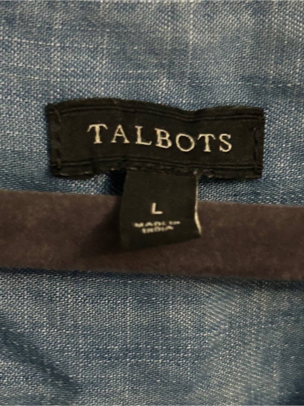 Talbots Chambray Sleeveless Blouse Large Ruffle Pintuck Tank - Picture 3 of 3